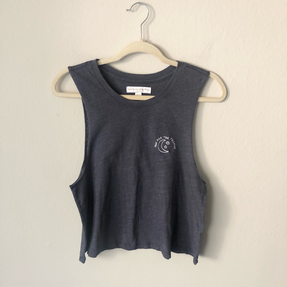 Spiritual Gangster Embroidered Moon Stars Tank in Navy Size M